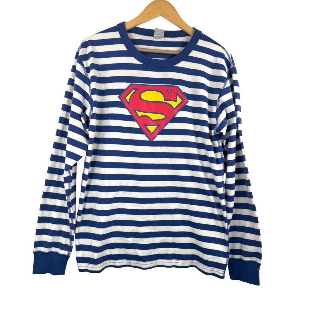 Hanna Andersson Superman Long Sleeve Top Organic Cotton Striped Size L